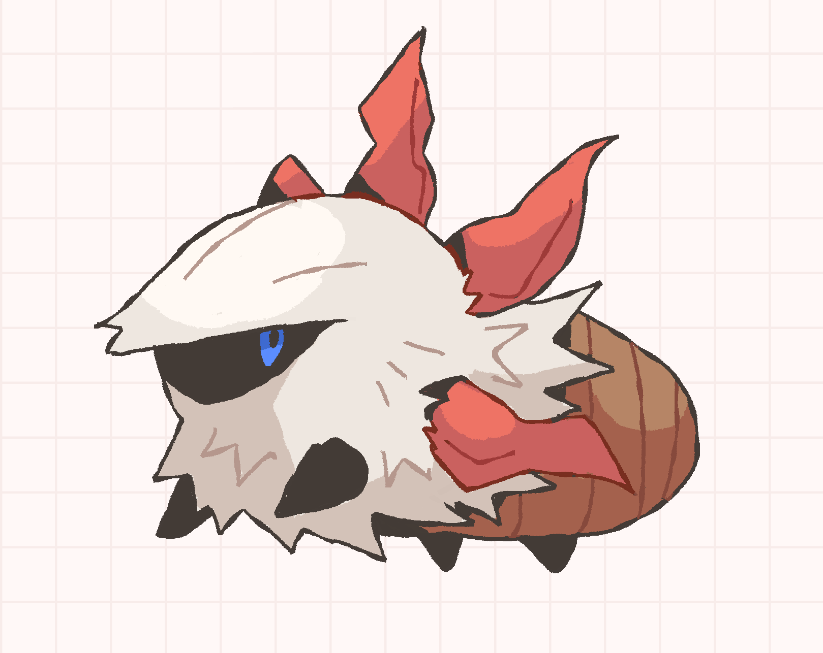 Digital drawing of Larvesta from pokemon with its front limbs out
